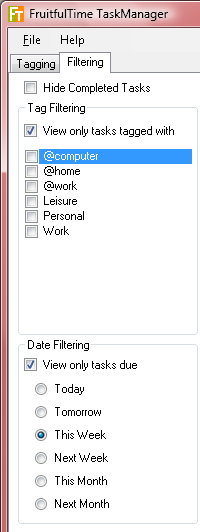 FruitfulTime Task Manager - Filters