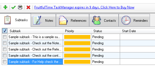 FruitfulTime Task Manager - Subtasks
